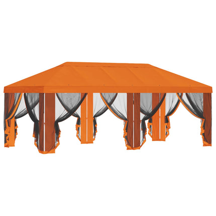 Gazebo-tak med sidoväggar Orange 600,5 x 300,5 cm Polyester