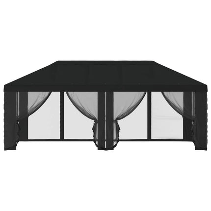 Gazebo-tak med sidoväggar Svart 600,5 x 300,5 cm Polyester