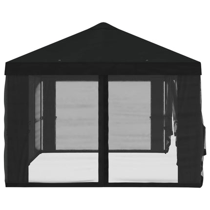 Gazebo-tak med sidoväggar Svart 600,5 x 300,5 cm Polyester