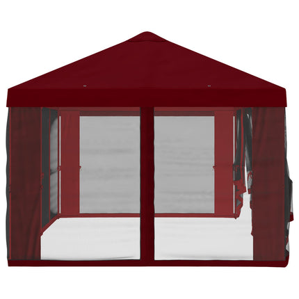 Gazebo-tak med sidoväggar Vinröd 600,5 x 300,5 cm Polyester