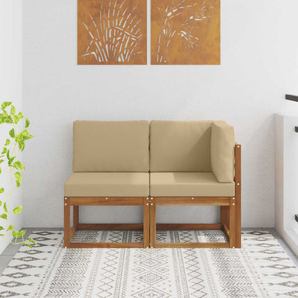 Modulsoffa utomhus mitt och hörn 2 Stycke Naturlig och Beige