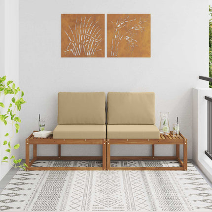 Modulsoffa utomhus med kudde 2 Stycke Naturlig och Beige