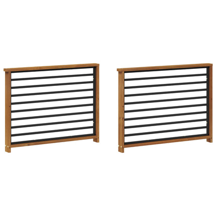 Armstöd 2 st Naturlig 80 x 6 x 61 cm Massivt Akaciaträ