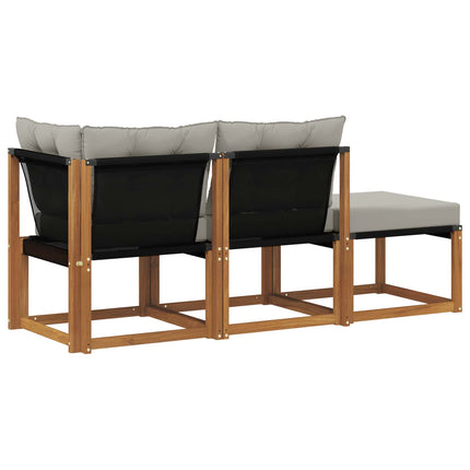 Modulsoffa utomhus med kudde 3 Stycke Naturlig och Ljus Grå