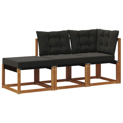 Modulsoffa utomhus med kudde 3 Stycke Naturlig och svart