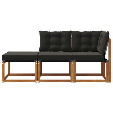 Modulsoffa utomhus med kudde 3 Stycke Naturlig och svart