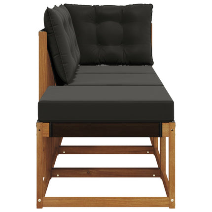 Modulsoffa utomhus med kudde 3 Stycke Naturlig och svart