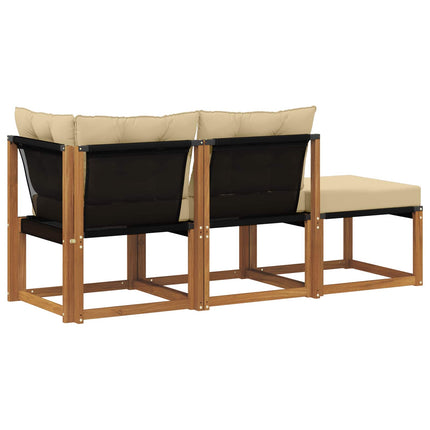 Modulsoffa utomhus med kudde 3 Stycke Naturlig och Beige