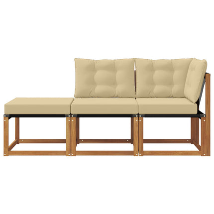 Modulsoffa utomhus med kudde 3 Stycke Naturlig och Beige
