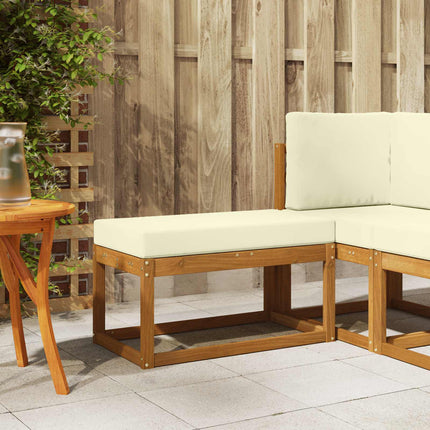 Utomhus Stolbänk med kudde Naturlig och Grädde 79 x 43 x 37 cm