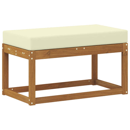 Utomhus Stolbänk med kudde Naturlig och Grädde 79 x 43 x 37 cm
