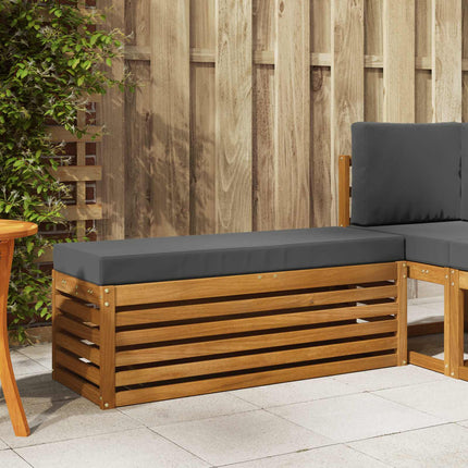 Pallbänk med kudde Naturlig och Antracit 115 x 43 x 37 cm
