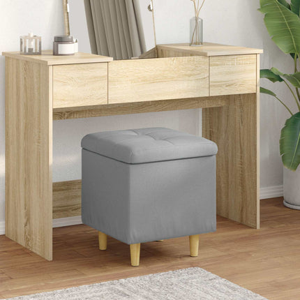 Ottoman med förvaring med kudde Ljusgrå 40 x 40 x 45 cm tyg
