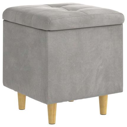Förvaringspall med kudde Ljusgrå 40 x 40 x 45 cm Sammet