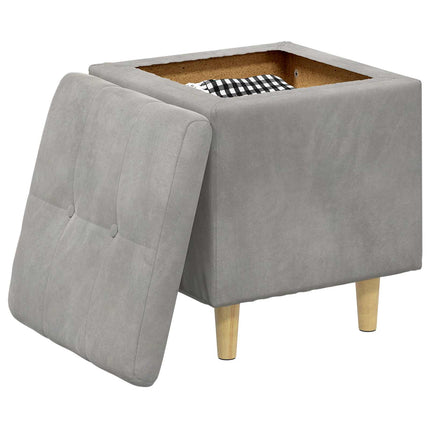 Förvaringspall med kudde Ljusgrå 40 x 40 x 45 cm Sammet