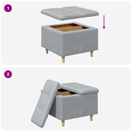 Förvaringspall med kudde Ljusgrå 60 x 60 x 45 cm tyg