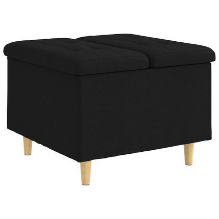 Förvaringspall med kudde Svart 60 x 60 x 45 cm tyg