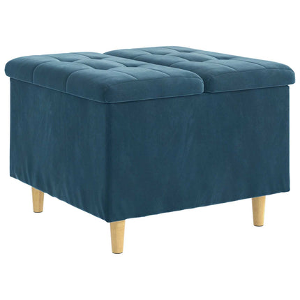 Förvaringspall med kudde Blå 60 x 60 x 45 cm Sammet