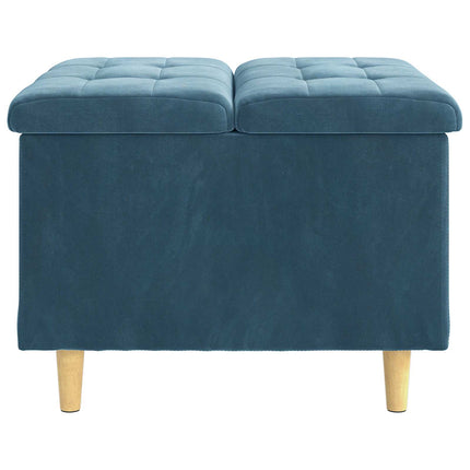 Förvaringspall med kudde Blå 60 x 60 x 45 cm Sammet