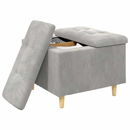 Förvaringspall med kudde Ljusgrå 60 x 60 x 45 cm Sammet