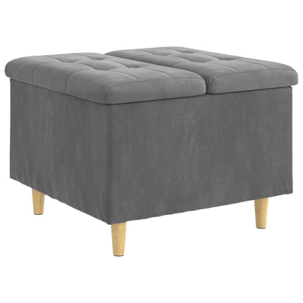 Förvaringspall med kudde Mörkgrå 60 x 60 x 45 cm Sammet