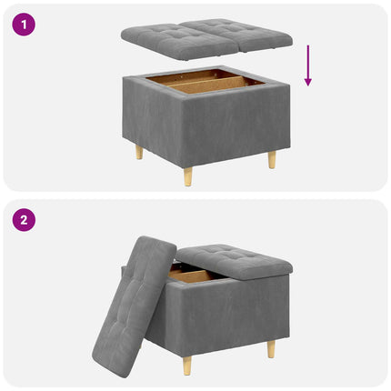 Förvaringspall med kudde Mörkgrå 60 x 60 x 45 cm Sammet