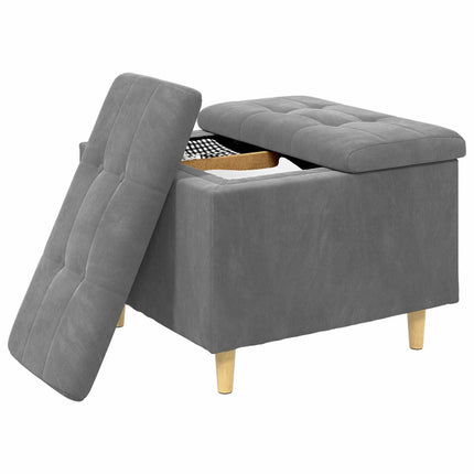 Förvaringspall med kudde Mörkgrå 60 x 60 x 45 cm Sammet