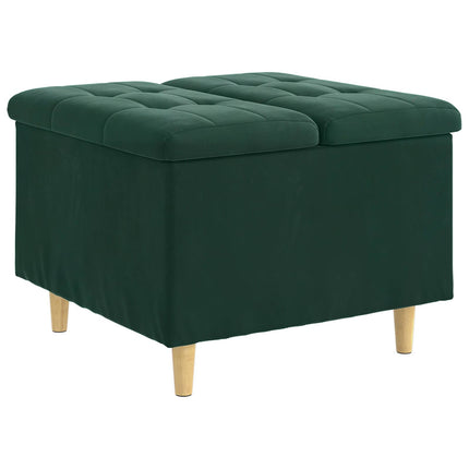 Förvaringspall med kudde Mörkgrön 60 x 60 x 45 cm Sammet