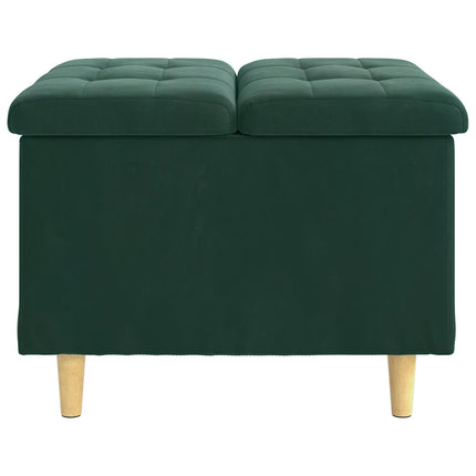 Förvaringspall med kudde Mörkgrön 60 x 60 x 45 cm Sammet