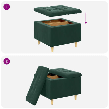 Förvaringspall med kudde Mörkgrön 60 x 60 x 45 cm Sammet
