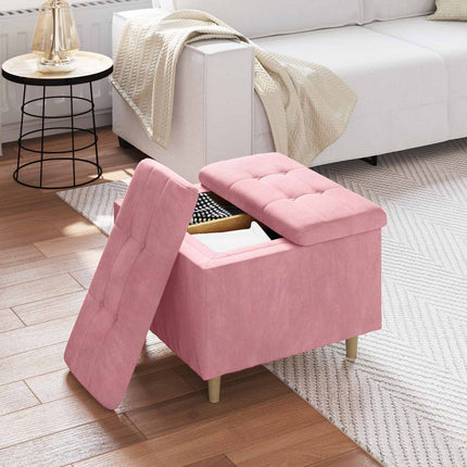 Förvaringspall med kudde Rosa 60 x 60 x 45 cm Sammet