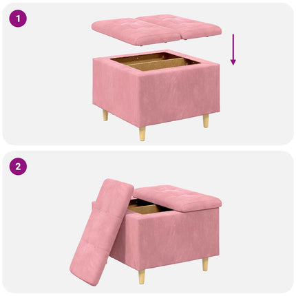 Förvaringspall med kudde Rosa 60 x 60 x 45 cm Sammet