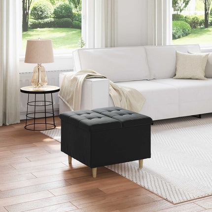 Förvaringspall med kudde Svart 60 x 60 x 45 cm Sammet