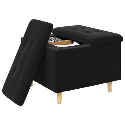 Förvaringspall med kudde Svart 60 x 60 x 45 cm Sammet