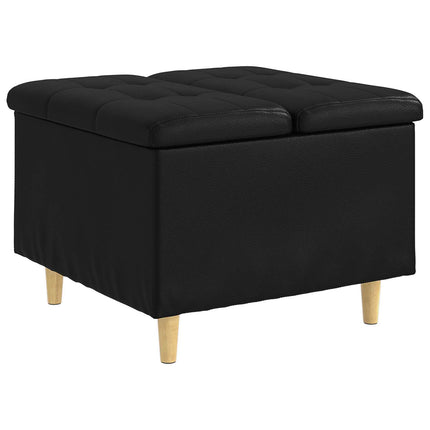 Förvaringspall med kudde Svart 60 x 60 x 45 cm Konstläder