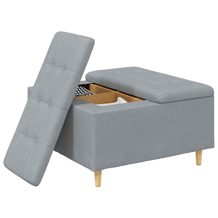 Förvaringspall med kudde Ljusgrå 80 x 80 x 45 cm tyg
