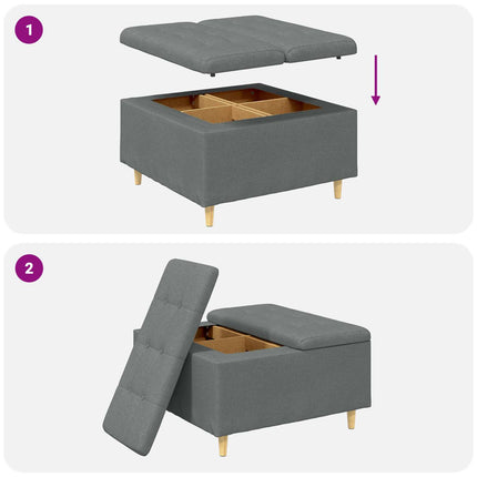 Förvaringspall med kudde Mörkgrå 80 x 80 x 45 cm tyg