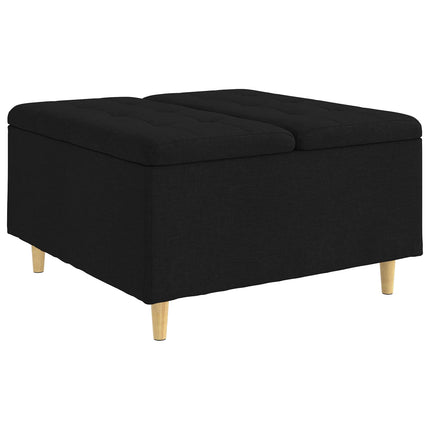 Förvaringspall med kudde Svart 80 x 80 x 45 cm tyg
