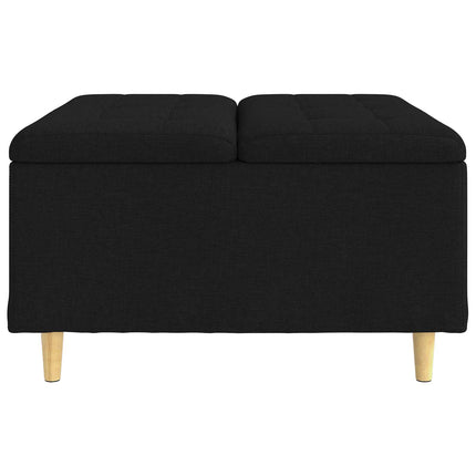 Förvaringspall med kudde Svart 80 x 80 x 45 cm tyg