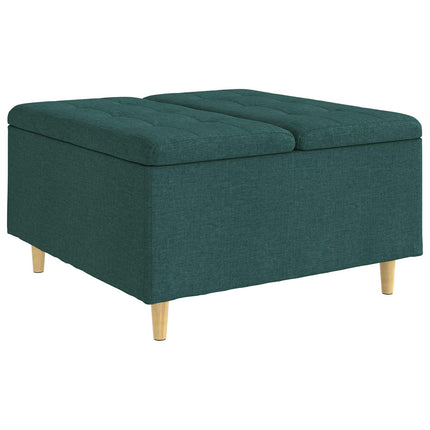 Förvaringspall med kudde Mörkgrön 80 x 80 x 45 cm tyg