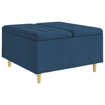 Förvaringspall med kudde Blå 80 x 80 x 45 cm tyg