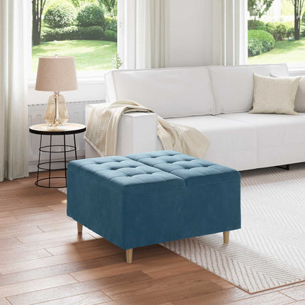 Förvaringspall med kudde Blå 80 x 80 x 45 cm Sammet