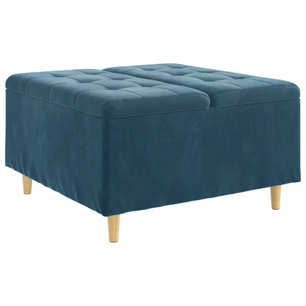 Förvaringspall med kudde Blå 80 x 80 x 45 cm Sammet