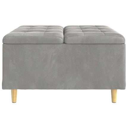 Förvaringspall med kudde Ljusgrå 80 x 80 x 45 cm Sammet