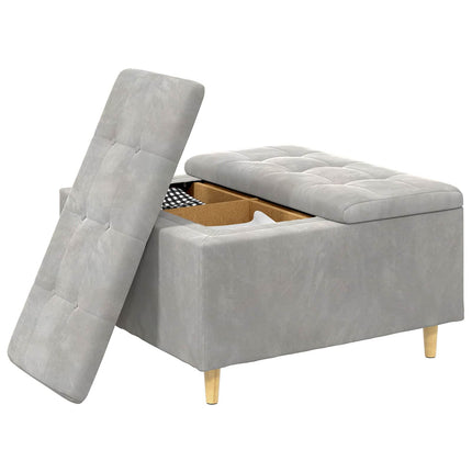 Förvaringspall med kudde Ljusgrå 80 x 80 x 45 cm Sammet