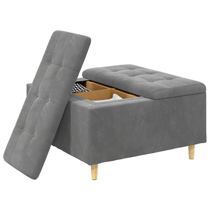 Förvaringspall med kudde Mörkgrå 80 x 80 x 45 cm Sammet