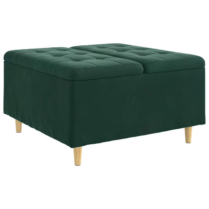 Förvaringspall med kudde Mörkgrön 80 x 80 x 45 cm Sammet