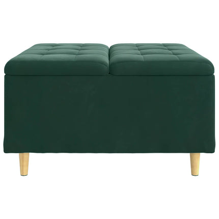 Förvaringspall med kudde Mörkgrön 80 x 80 x 45 cm Sammet