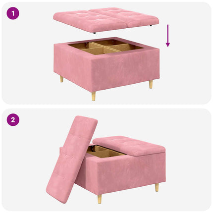 Förvaringspall med kudde Rosa 80 x 80 x 45 cm Sammet