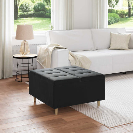 Förvaringspall med kudde Svart 80 x 80 x 45 cm Sammet